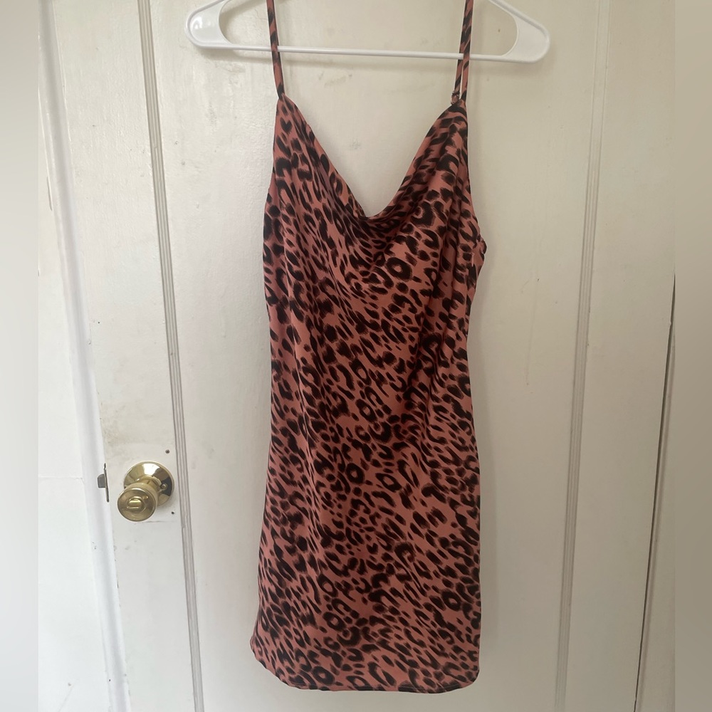 Cheetah Cowl Neck Slip Dress